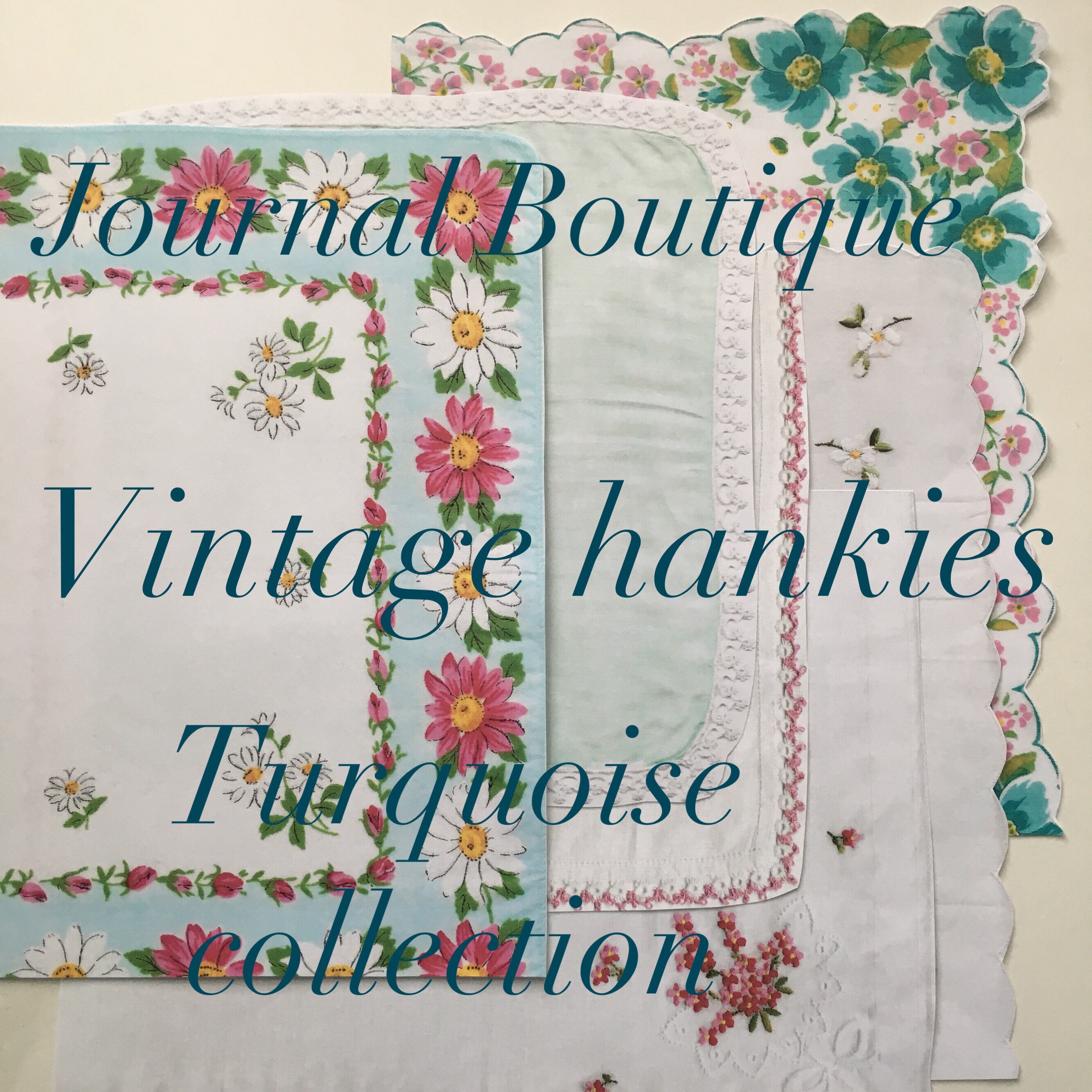 Vintage Handkerchief Printable Turquoise Collection Etsy
