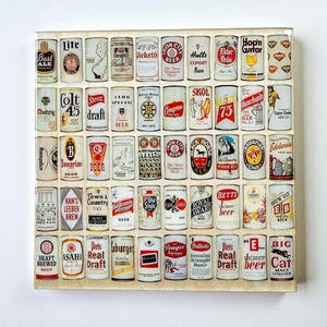 Beer Can Collector Beer Can Collage Art Colorful Vintage Artwork White Classic Collage Brewery Art Beer Wall Art Colorful Old School 8"x8"