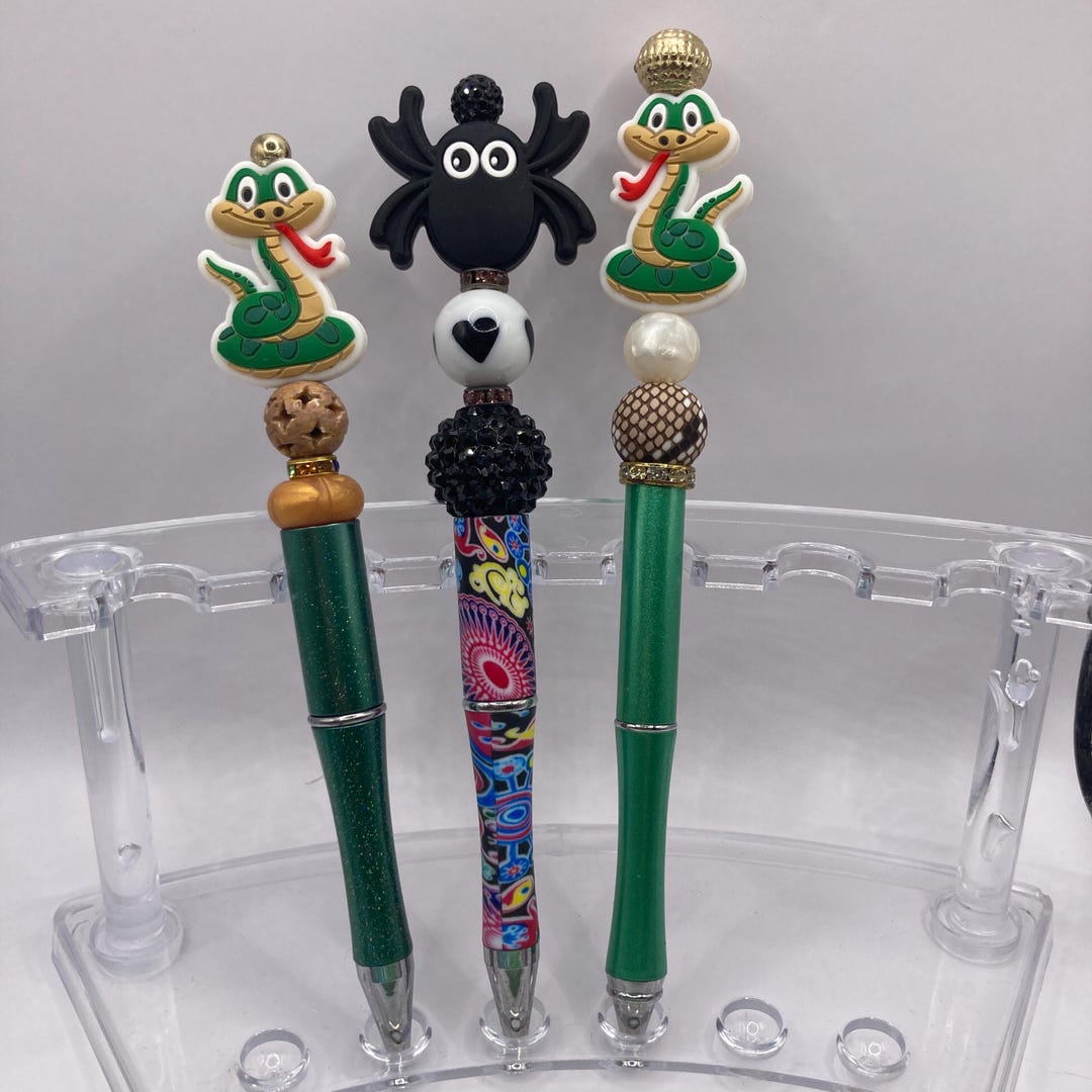 Beaded Pen With Snakes & Spiders Themed Focals * Collectible Pen ...