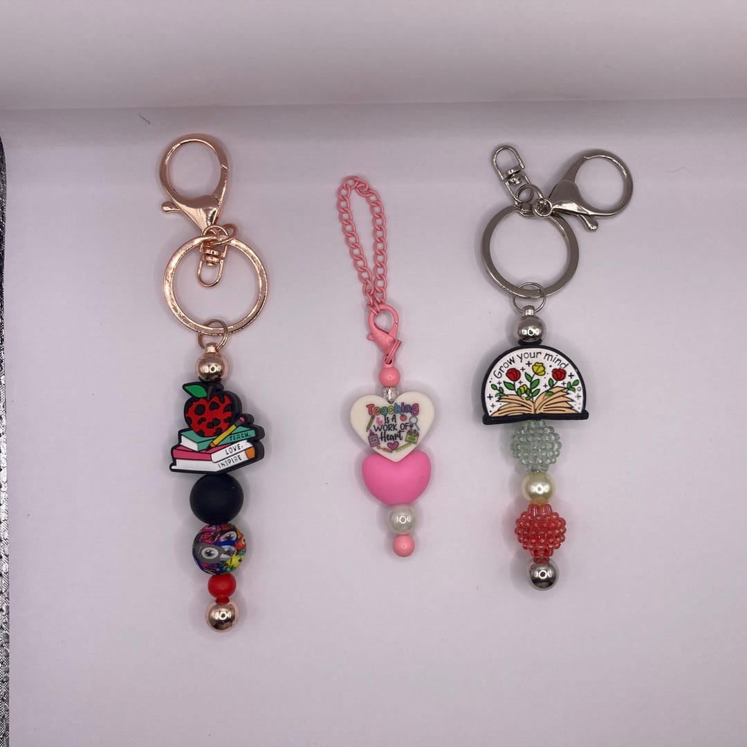 Fpe Keychains School Teacher Keychain * Beaded Key Chains * Backpack Flairs * Tumbler ...