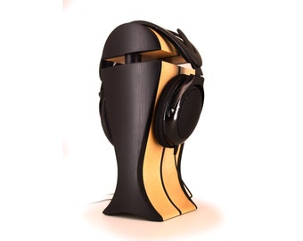 Suporte para fone de ouvido preto Hornbeam e Maple | Extra Largo | para Audeze, ZMF, Sennheiser