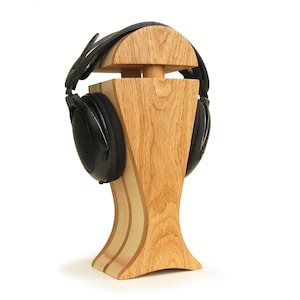 Selected Oak & Maple Wood Handcrafted Headphone Stand | Extended Depth