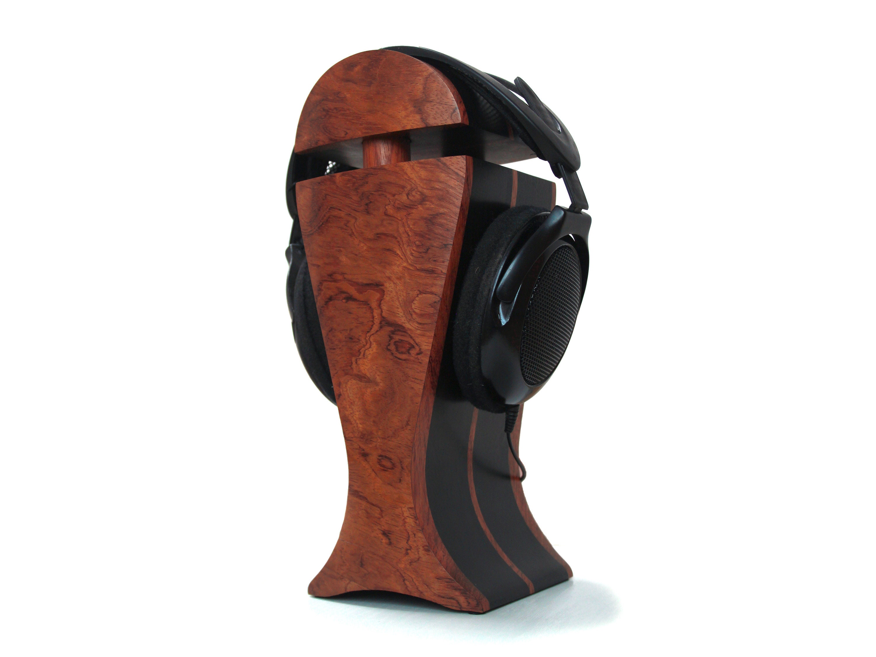 Bubinga veneer and Black hornbeam headphone stand large width Audeze LCD XC ZMF Aeolus