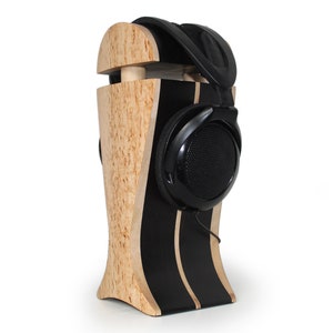 Karelian Birch Veneer & Black Hornbeam Headphone Stand image 2