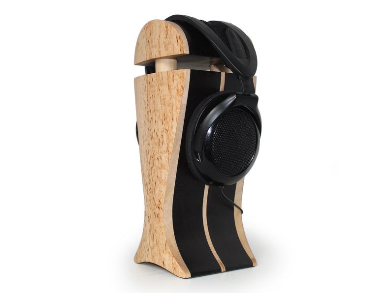 Karelian Birch Veneer & Black Hornbeam Headphone Stand image 2