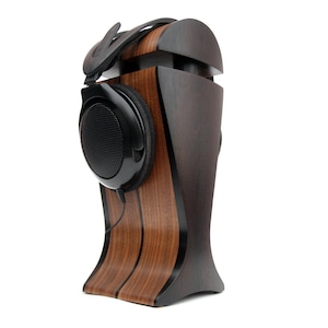 Black Hornbeam & Walnut Headphone Stand | Extra Wide | for Audeze, Sennheiser, ZMF, FOCAL, HiFiMan, Beyerdynamic, Philips