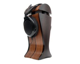 Black Hornbeam & Walnut Headphone Stand | Extra Wide | for Audeze, Sennheiser, ZMF, FOCAL, HiFiMan, Beyerdynamic, Philips