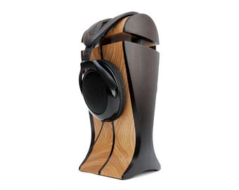 Suporte para fone de ouvido Black Hornbeam e Ash | Extra Largo | para Audeze, ZMF, Sennheiser | Estilo loft