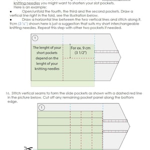 Tutorial de costura para estojo de agulhas de tricô (PDF), molde com medidas e recortes, fotos e ilustrações, 2 tamanhos + bolso extra com zíper. imagem 20