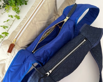 Quilted Crossbody Bag,  3 sizes, Step-by-Step Measure-and-Cut Sewing Tutorial with pictures and illustrations (PDF).