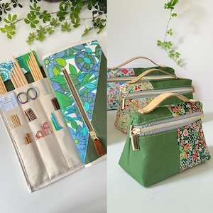 2 Sewing Patterns: Knitting Needle Case step-by-step sewing tutorial 2 sizes+extra zipper pocket and Oslo Pouch tutorial+patterns 4 sizes.