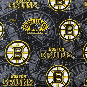 NHL BOSTON BRUINS Hockey 100% cotton Watermark Print fabric material you choose amount licensed for Crafts, Quilts, clothing, Home Decor