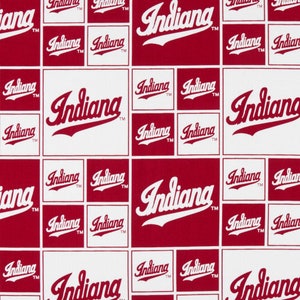 NCAA INDIANA HOOISERS Patchwork 100% cotton college football fabric material  licensed for Crafts, Quilts, and Home Decor