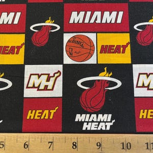 New NBA MIAMI HEAT Patchwork Print #1 100% cotton fabric, you choose size, sports fan, decorative, gift, man cave, official fabric