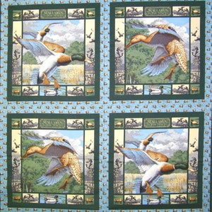 New MALLARDS In The MARSH DUCK 100% Cotton Pillow Panels - 4 Panels including border trim ribbon