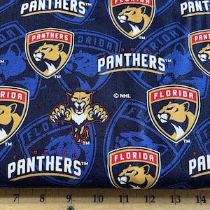 NHL FLORIDA PANTHERS Watermark Print 100% cotton fabric material you choose size Crafts, Quilts, clothing, Home Decor