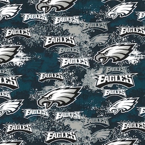 NFL PHILADELPHIA EAGLES Weathered Look Print Football 100% cotton fabric licensed material Crafts, Quilts, Home Decor