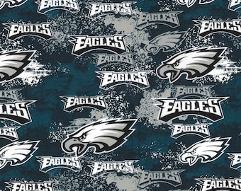 NFL PHILADELPHIA EAGLES Weathered Look Print Football 100% cotton fabric licensed material Crafts, Quilts, Home Decor