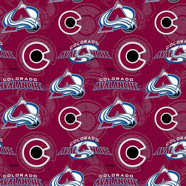 NHL COLORADO AVALANCHE Hockey 100% cotton Watermark Print fabric material choose amount licensed for Crafts, Quilts, clothing, Home Decor