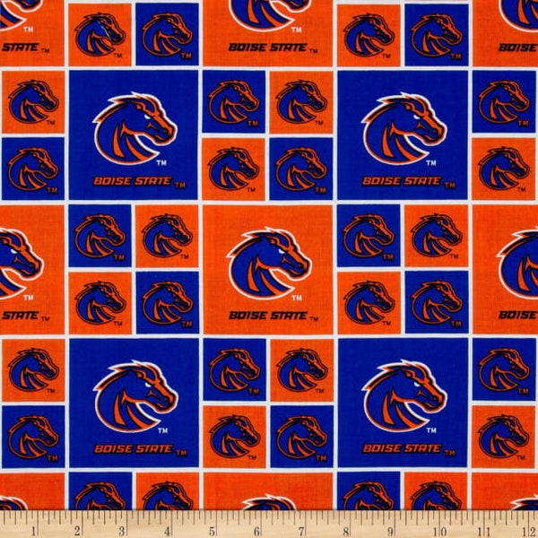 NCAA BOISE STATE BRONCOs Patchwork 100% cotton college football fabric material licensed for Crafts, Quilts, and Home Decor