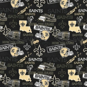 NFL NEW ORLEANs SAINTS 'The Big Easy' Print Football 100% cotton fabric licensed material Crafts, Quilts, Home Decor