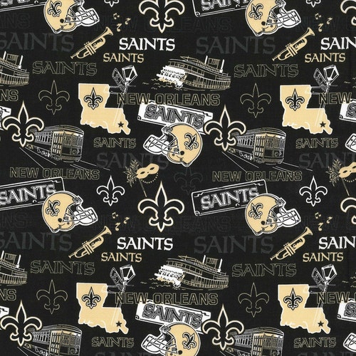 NFL NEW ORLEAN'S SAINTS 'The Big Easy' Estampado de fútbol americano 100% algodón, material con licencia. Ideal para manualidades, colchas y decoración del hogar.