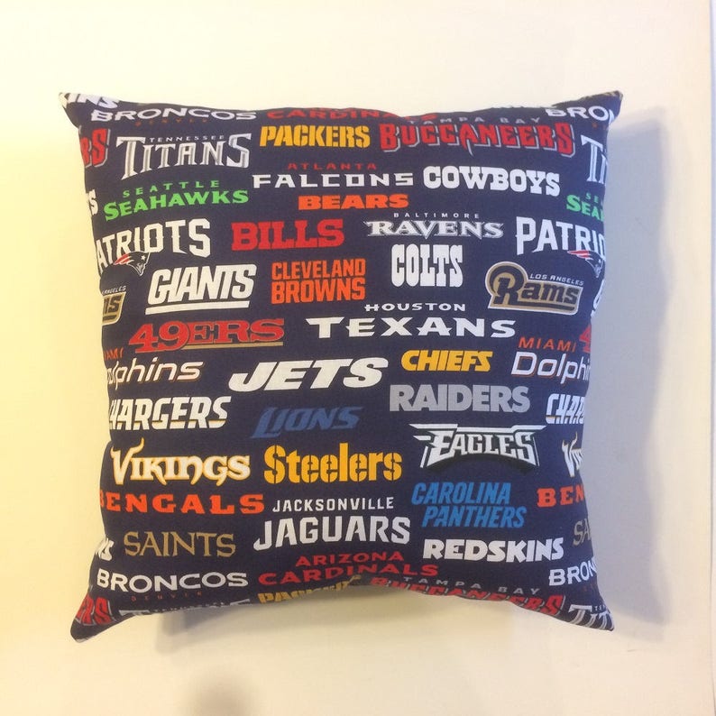 NFL ALL TEAMS Football Throw Pillow Sports Fan Decorative Etsy