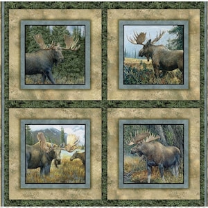 New MOOSE Caldwell Creek 100% Cotton Pillow Panels - 4 Panels including border trim
