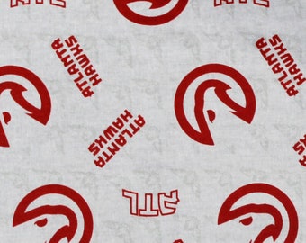 New NBA ATLANTA HAWKS Allover Print 100% cotton fabric, you choose size, sports fan, decorative, gift, man cave, official fabric