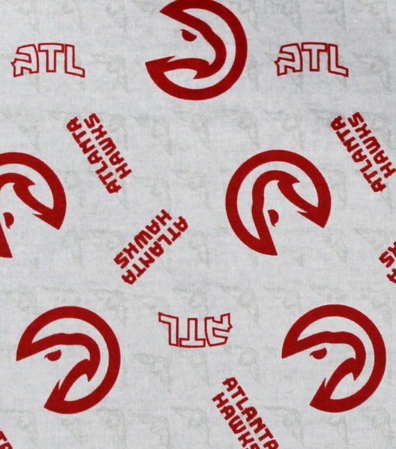 New NBA ATLANTA HAWKS Allover Print 100% cotton fabric, you choose size, sports fan, decorative, gift, man cave, official fabric