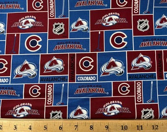 NHL COLORADO AVALANCHE Patchwork Print 100% cotton fabric material you choose size licensed for Crafts, Quilts, clothing and Home Decor