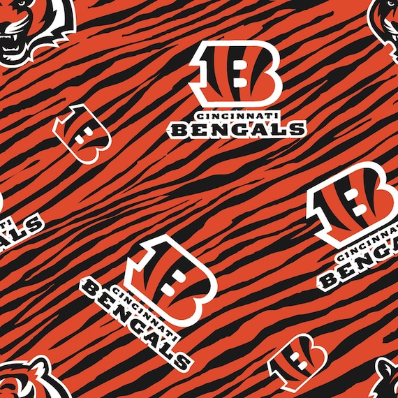 NFL CINCINNATI BENGALS Stripes Print 100% Cotton Football Fabric