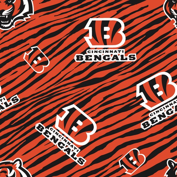 NFL CINCINNATI BENGALS Stripes Print 100% cotton Football fabric licensed material Crafts, Quilts, Home Decor