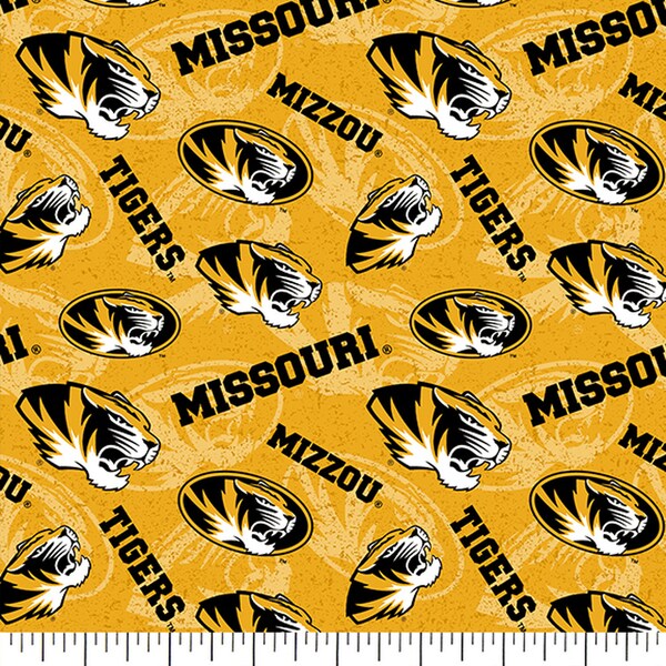 Navyblau MISSOURI TIGERS Watermark Print Football 100% Baumwolle Material Sie wählen Länge lizenzierte Quilts, Crafts & More