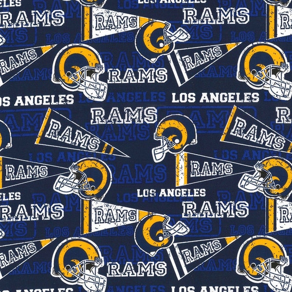 NFL Champion LOS ANGELES RAMs Vintage Retro Print Football 100% cotton fabric licensed material Crafts, Quilts, Home Decor