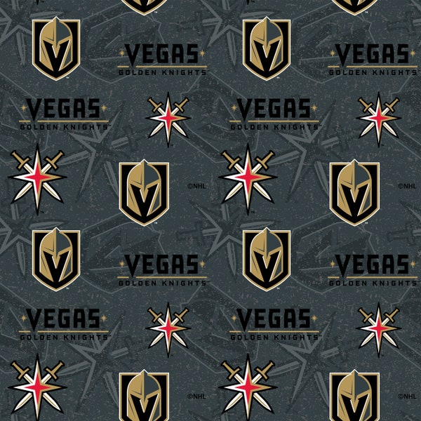 NHL Las Vegas GOLDEN KNIGHTS Allover Print 100% cotton fabric material you choose length  Crafts, Quilts, clothing, Decor