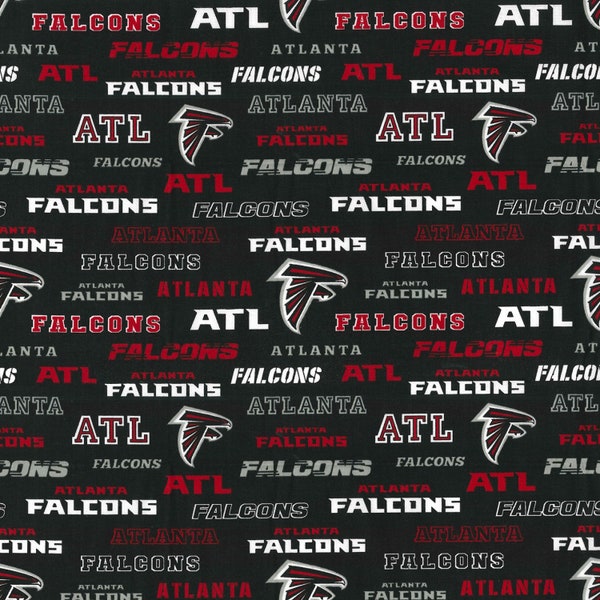 NFL ATLANTA FALCONS Throwback Logos Print 100% cotton fabric material you choose length licensed Crafts, Quilts, Home Decor