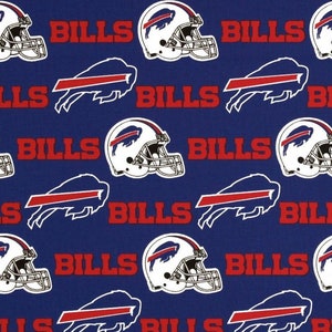 NFL BUFFALO BILLS Allover Print #2 100% cotton fabric material you choose length licensed Crafts, Quilts, Home Decor