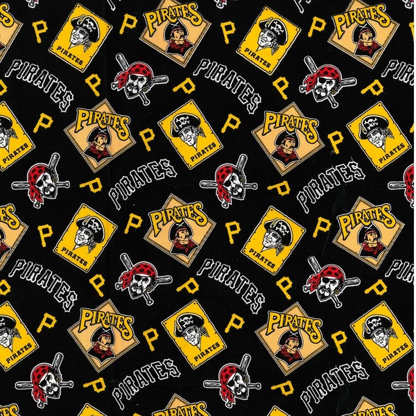 MLB PITTSBURGH PIRATES Hall of Fame Print Baseball 100% cotton fabric licensed material Crafts, Quilts, Home Decor