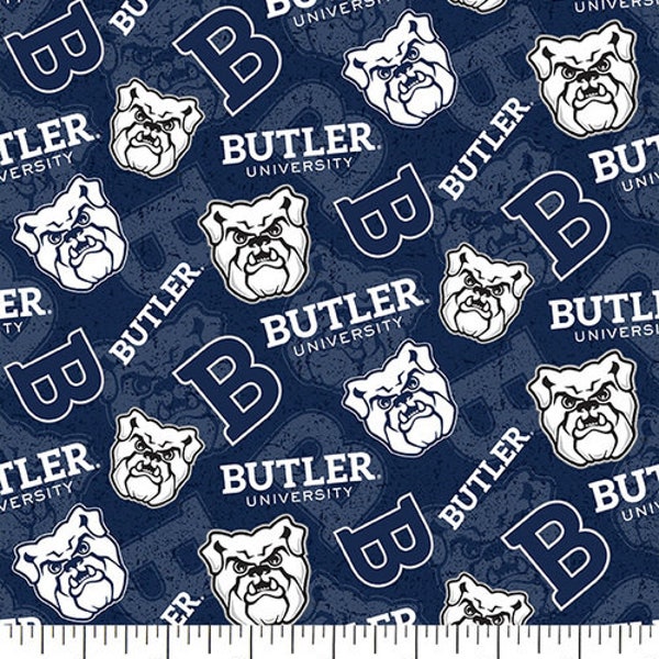 NCAA BUTLER BULLDOGS Watermark Print Football 100% cotton fabric material you choose length licensed Quilts