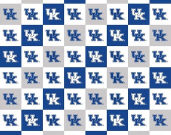 NCAA KENTUCKY WILDCATS Estampado de tablero de ajedrez Fútbol americano 100% algodón Material de tela a elegir el largo Edredones con licencia
