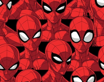 MARVEL SPIDERMAN Spidey Faces Print 100% cotton fabric material for Crafts, Quilts, clothing and Home Decor Licensed