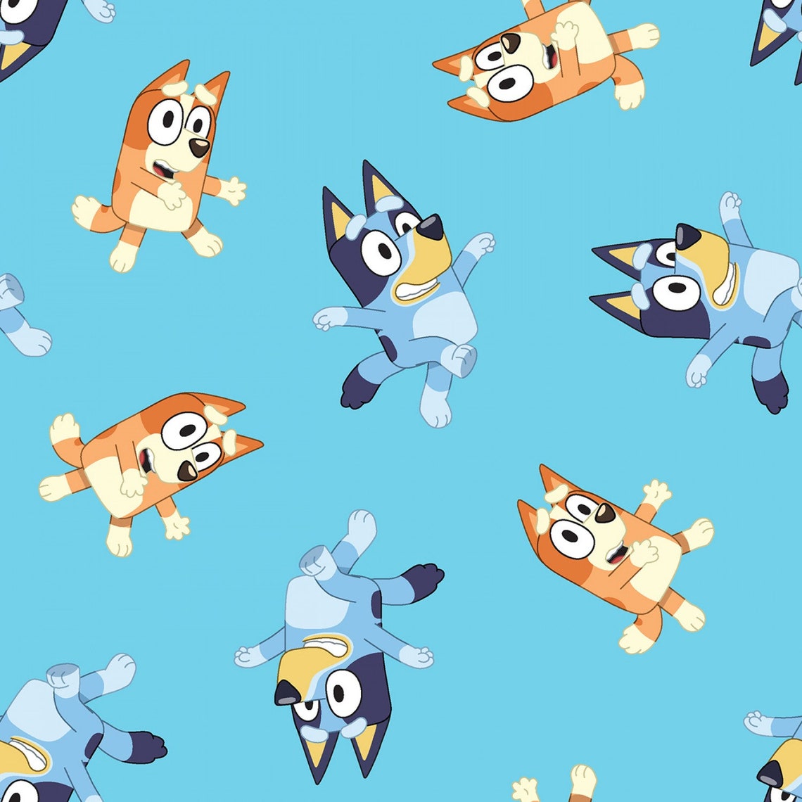 DISNEY Jr Bluey & Bingo Allover Print 100% Cotton Fabric Material for ...