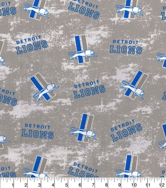 NFL DETROIT LIONS Throwback Print Football 100% Cotton Fabric Licensed  Material Crafts, Quilts, Home Decor 