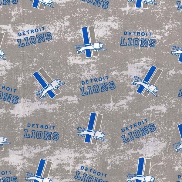 NFL DETROIT LIONS Throwback Print Football 100% cotton fabric licensed material Crafts, Quilts, Home Decor