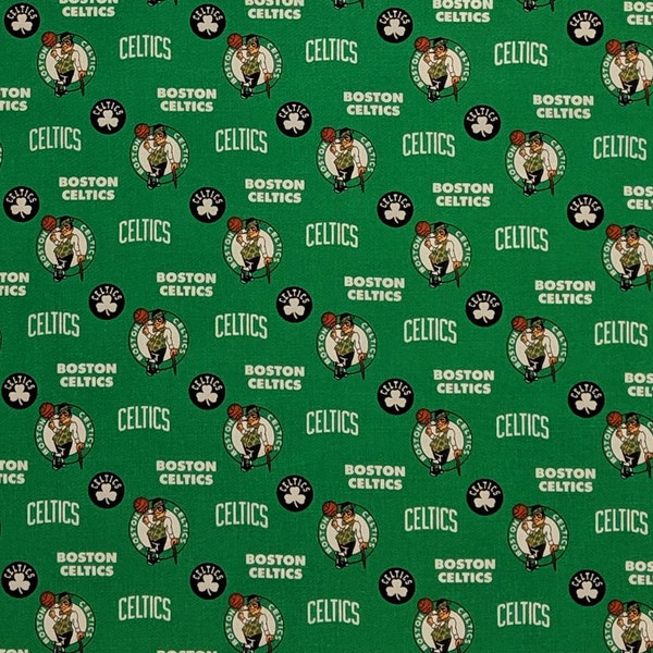 New NBA BOSTON CELTICS Allover Print #2 100% cotton fabric, you choose size, sports fan, decorative, gift, man cave, official fabric