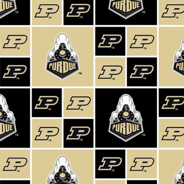 NCAA PURDUE BOILERMAKERS Patchwork 100% cotton fabric material  licensed for Crafts and Home Decor