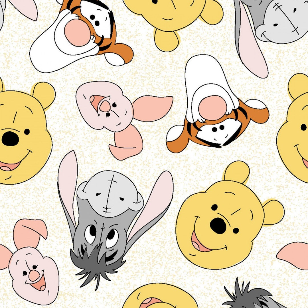 WINNIE the POOH Faces Print 100% Cotton Fabric Material for Crafts ...