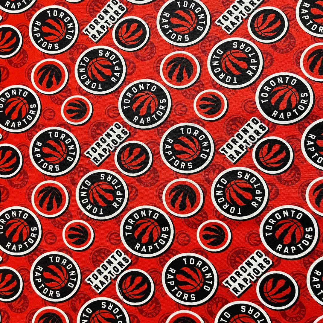 Toronto Raptors Rug NBA TORONTO RAPTORS Tossed Logo Print 100% Cotton Fabric Material You ...