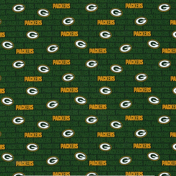 NFL GREEN BAY PACKERs Mini Print Football 100% cotton fabric licensed material Crafts, Quilts, Home Decor